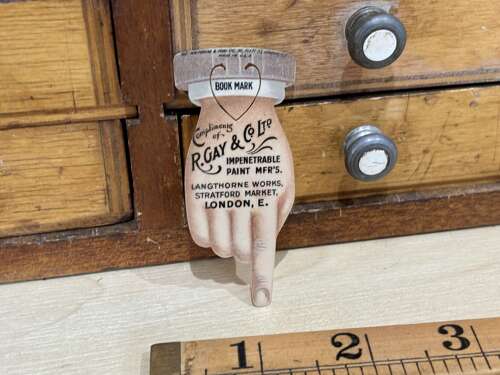 R.Gay & Co Paint Pointing Hand Advertising Celluloid Trade Card Ephemera c1890