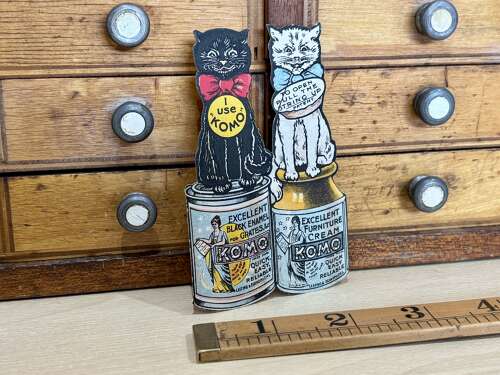 Komo Paint Louis Wain Cat Fold Out Advertising Trade Card Ephemera c1900s