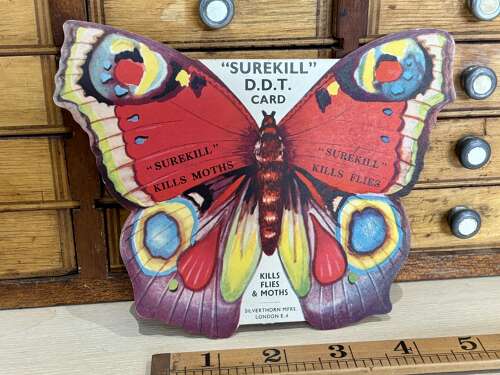 Moth Poison DDT Surekill Advertising Trade Card Ephemera c1930s