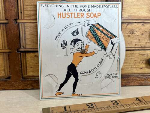 Knight London Hustler Soap Mechanical Advertising Trade Card Ephemera c1900s