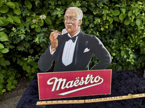 Maestro Cigar Co. Die Cut Advertising Card Sign c1930s