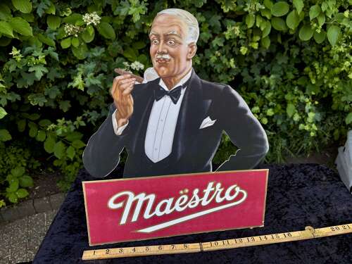 Maestro Cigar Co. Die Cut Advertising Card Sign c1930s