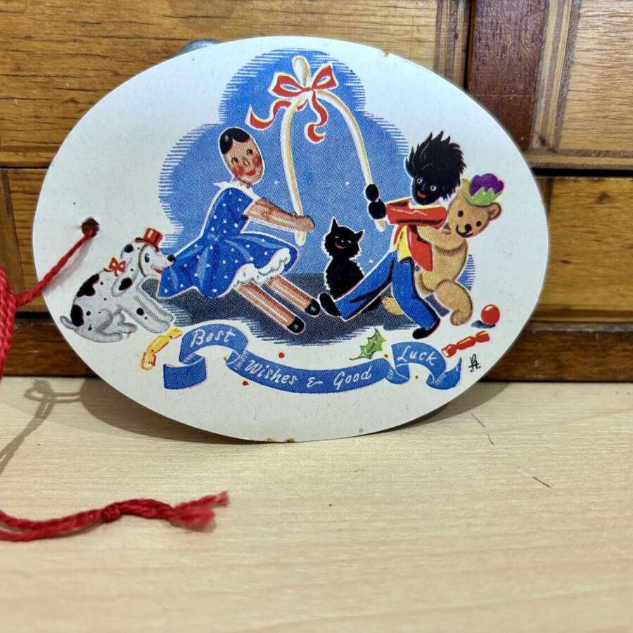 Golly & Toys Christmas Card Present Tag c1930s