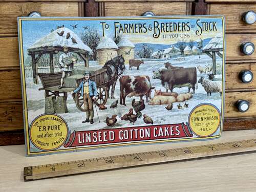 Edwin Robson Hull Farmers Breeders Linseed Cakes Advertising Trade Card Ephemera c1900