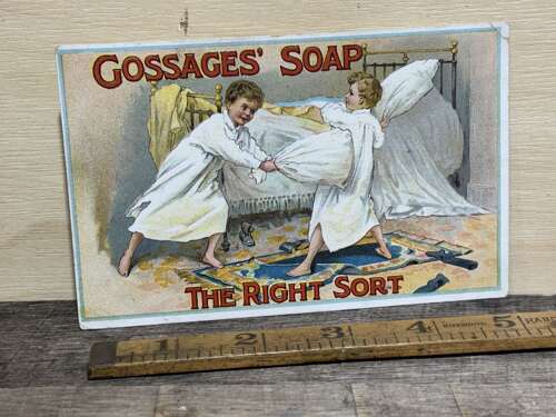 Gossage's Soap Children's Pillow Fight Advertising Trade Post Card Ephemera c1900s