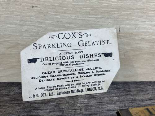 Cox's Gelatine Packet Die-cut Advertising Trade Card Ephemera c1900s
