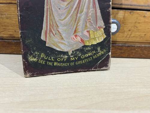 Harper Whiskey Risqué Victorian Lady Reveal Card Advertising Trade Card Ephemera c1900s