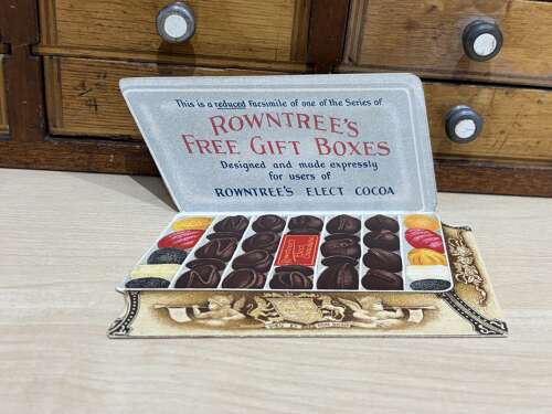 Scarce Rowntree's Chocolate Tin Fold Out Die-Cut Advertising Trade Card Ephemera c1900s