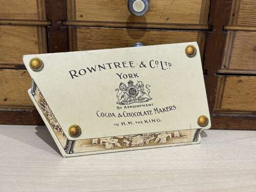 Scarce Rowntree's Chocolate Tin Fold Out Die-Cut Advertising Trade Card Ephemera c1900s