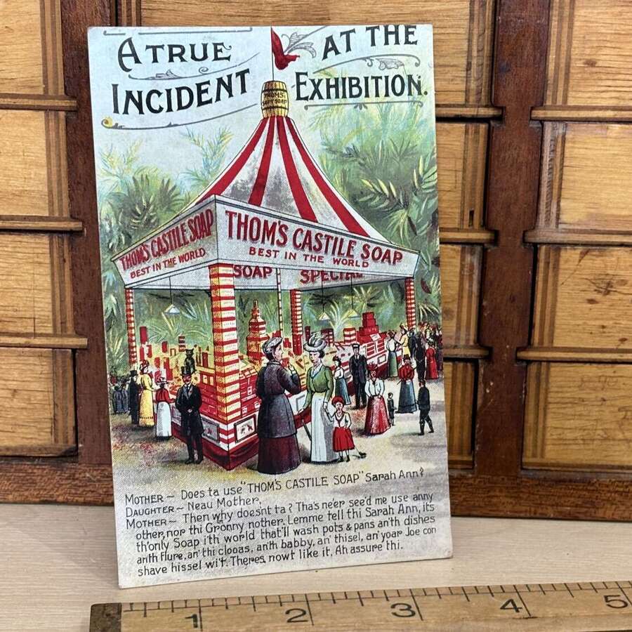 Thom's Castile Soap Exhibition Advertising Trade Post Card Ephemera c1900s