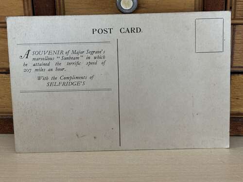 Segrave's Sunbeam Race Car Selfridge's Promotional Trade Post Card Ephemera c1927
