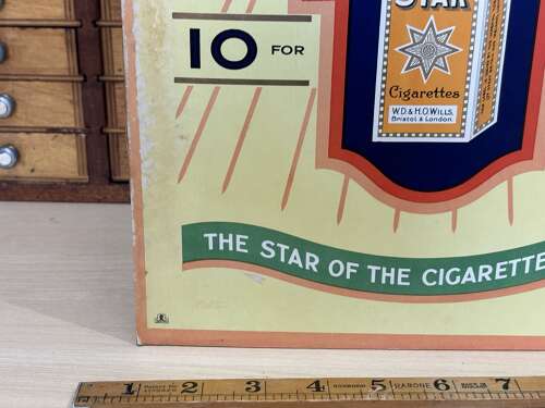Wills Star Cigarettes Art Deco Tobacco Shop Advertising Show Card Sign c1928