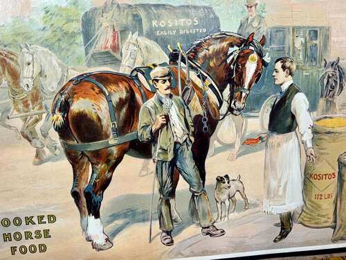 Kositos Horse Food Farm Advertising Show Card Sign c1900s ( slightly trimmed)