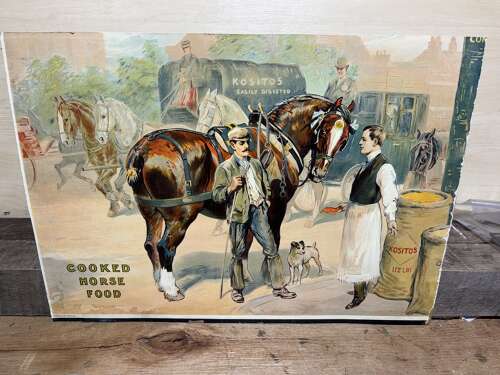 Kositos Horse Food Farm Advertising Show Card Sign c1900s ( slightly trimmed)