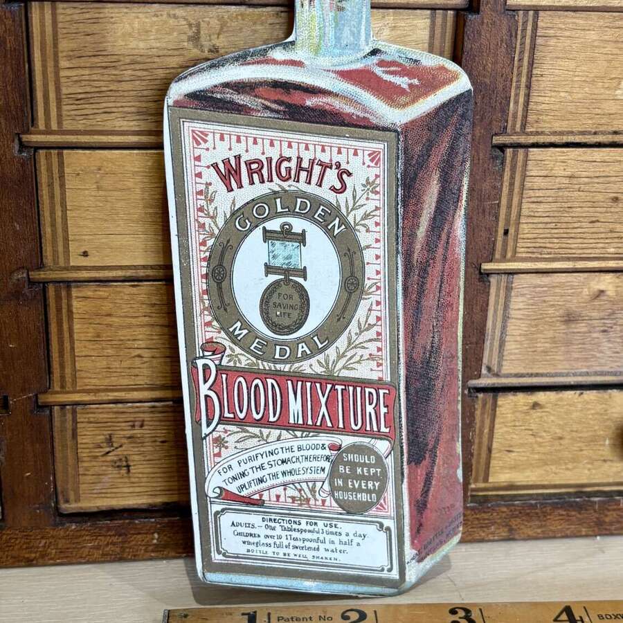Wright's Blood Mixture Quackery Die-Cut Advertising Trade Card Ephemera c1900s