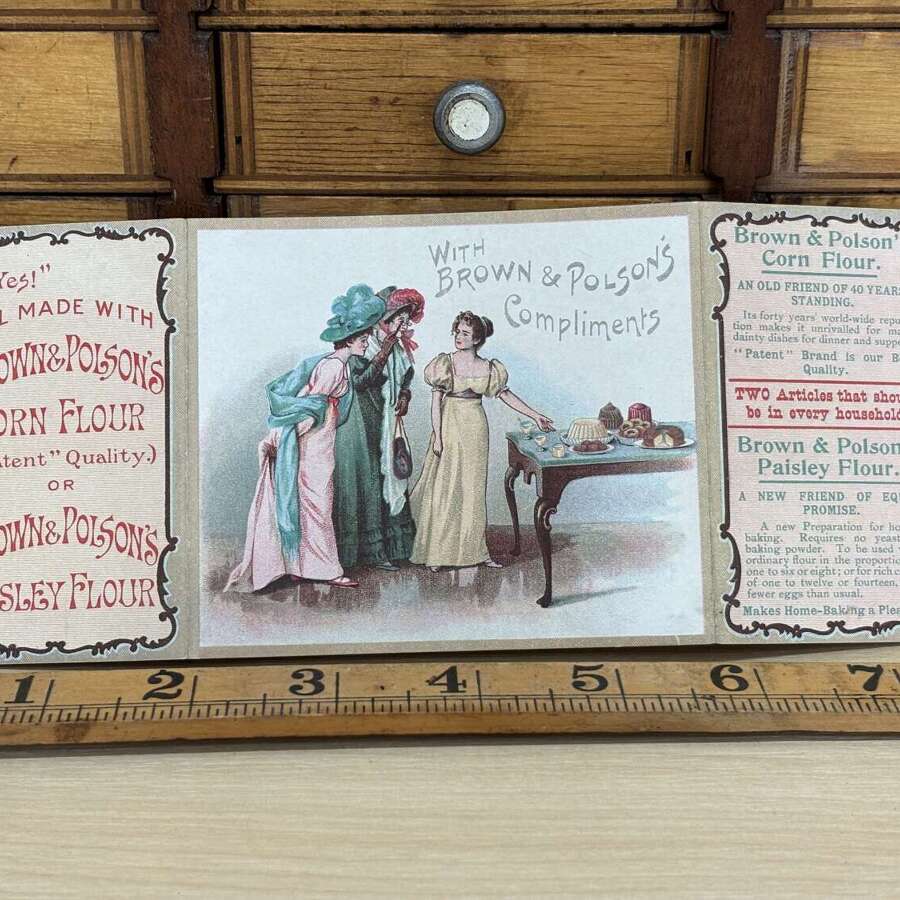 Victorian Brown & Polson's Fold out Advertising Trade Card Ephemera c1900s