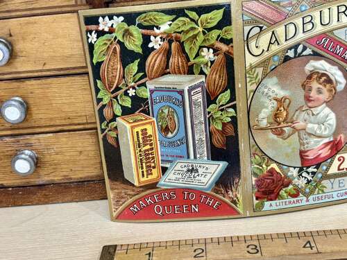 Superb Cadbury's Cocoa Chocolate Fold Advertising Trade Card Ephemera c1885