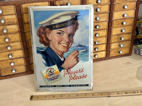 Player's Tobacco Cigarette Lady Sailor Price Tin advertising Sign c1950s