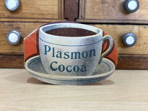 Plasmon Cocoa Edwardian Weightlifter Mechanical Advertising Trade Card Ephemera c1900s