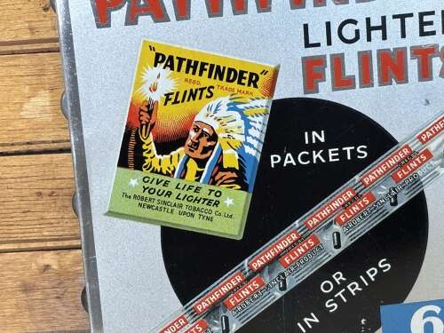 R. Sinclair Newcastle. Pathfinder Cigarette Lighter Tin advertising Sign c1930s