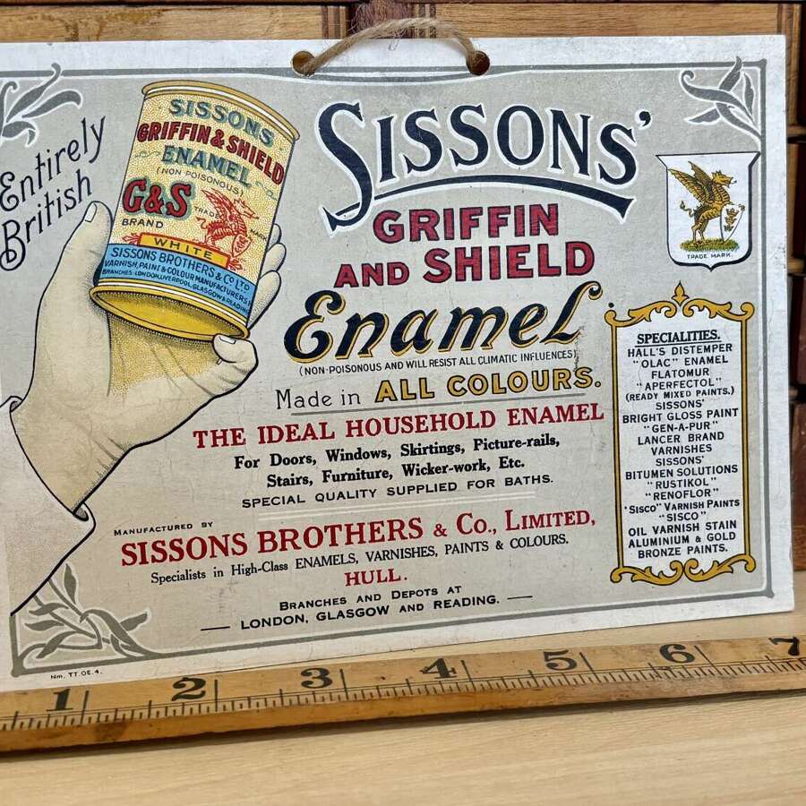 Sisson&rsquo;s Enamel Paint Advertising Card Sign Ephemera c1920s
