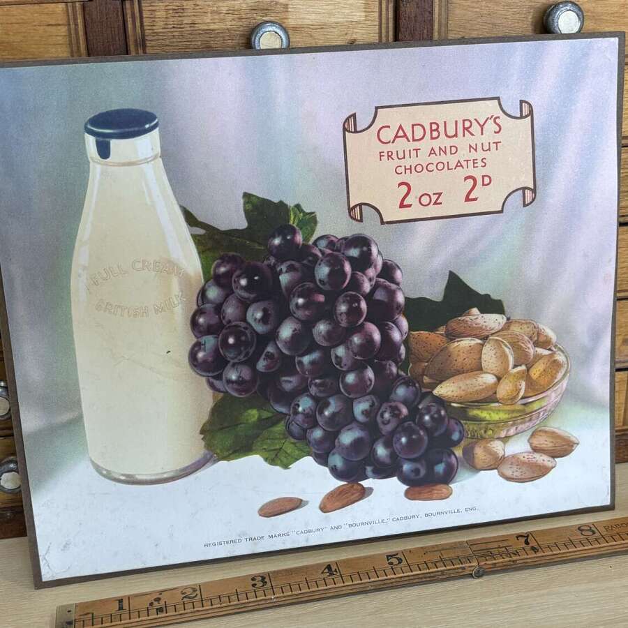Cadbury's Fruit & Nut Chocolate Box Label Advertising Ephemera c1930s