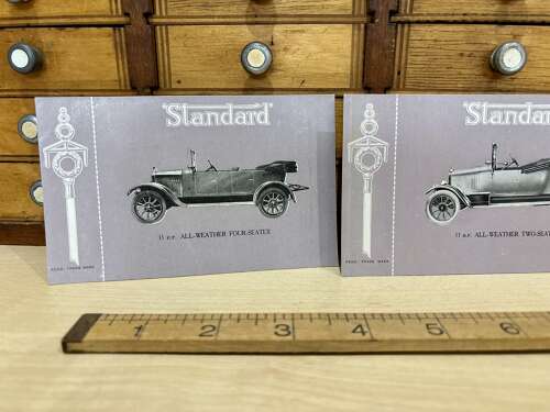 3x Wadham Bros Southsea Motors Standard Car Garage Advertising Trade Card Ephemera c1920s
