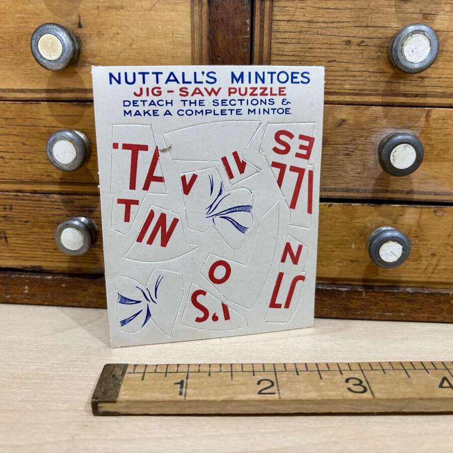 Nuttall's Mintoes Doncaster Puzzle Advertising Trade Card Ephemera c1900s