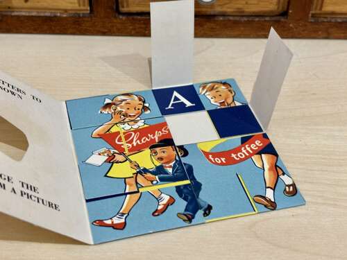 Sharp's Toffee Mechanical Puzzle Advertising Trade Card Ephemera c1930s