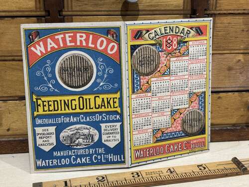 Waterloo Hull, Feeding Oil Cake Farm / Dairy Cows Advertising Trade Card Ephemera c1888