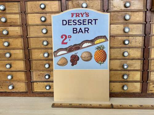 Fry's Chocolate Dessert Bar Card sign c1930s