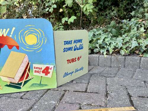 Superb Wall's Ice Cream Wallsie Sandwiches Fold Out Shop Advertising Card Sign c1950s