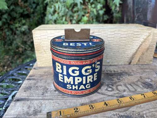 Bigg's Empire Shag Tobacco Shop Counter String Tin c1900s