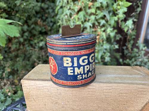 Bigg's Empire Shag Tobacco Shop Counter String Tin c1900s