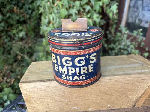 Bigg's Empire Shag Tobacco Shop Counter String Tin c1900s