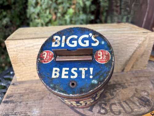 Bigg's Empire Shag Tobacco Shop Counter String Tin c1900s