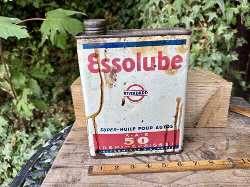 Vintage Esso Lube Motor Car Oil Garage Tin Can c1930s