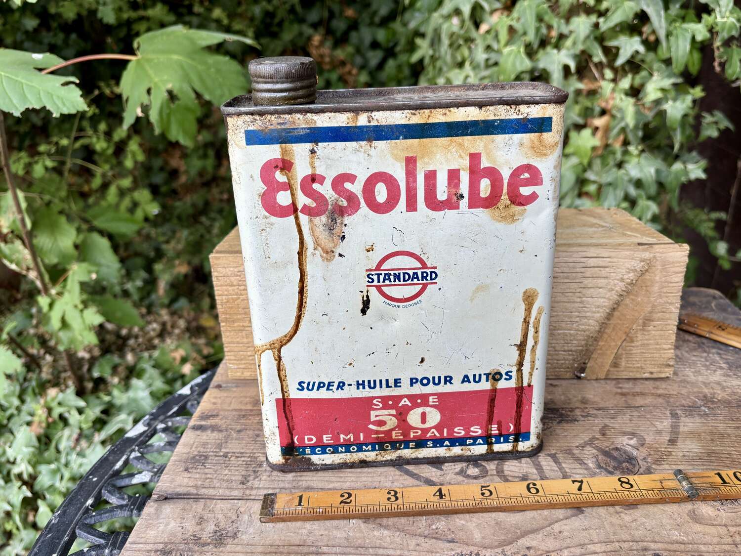 Vintage Esso Lube Motor Car Oil Garage Tin Can c1930s