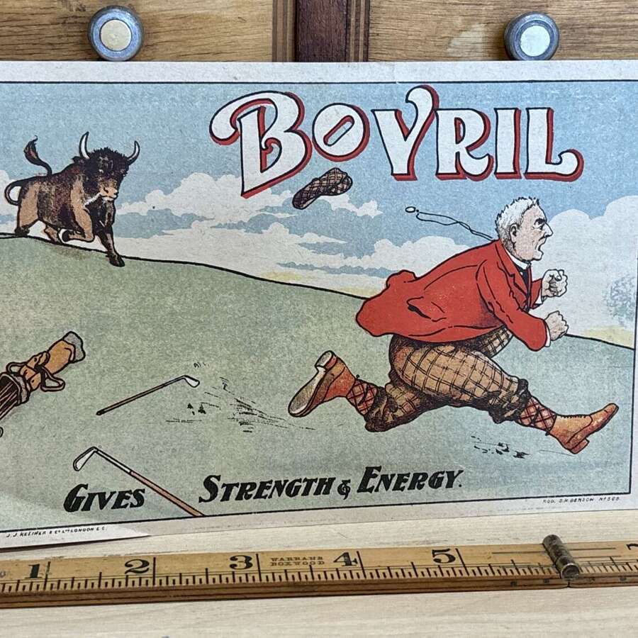Bovril Golf Image - Strength & Energy Advertising Trade Card /Paper Ephemera c1900s