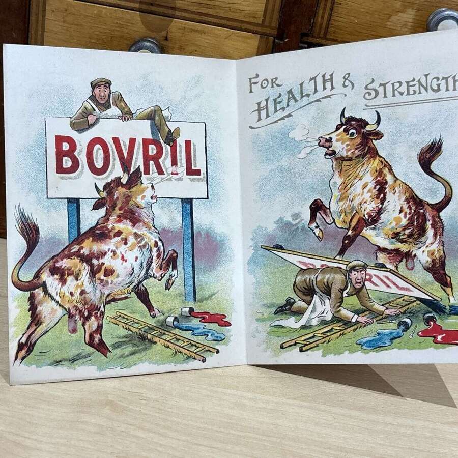 Bovril "I hear they want more" Fold Out Advertising Trade Card Ephemera c1900s