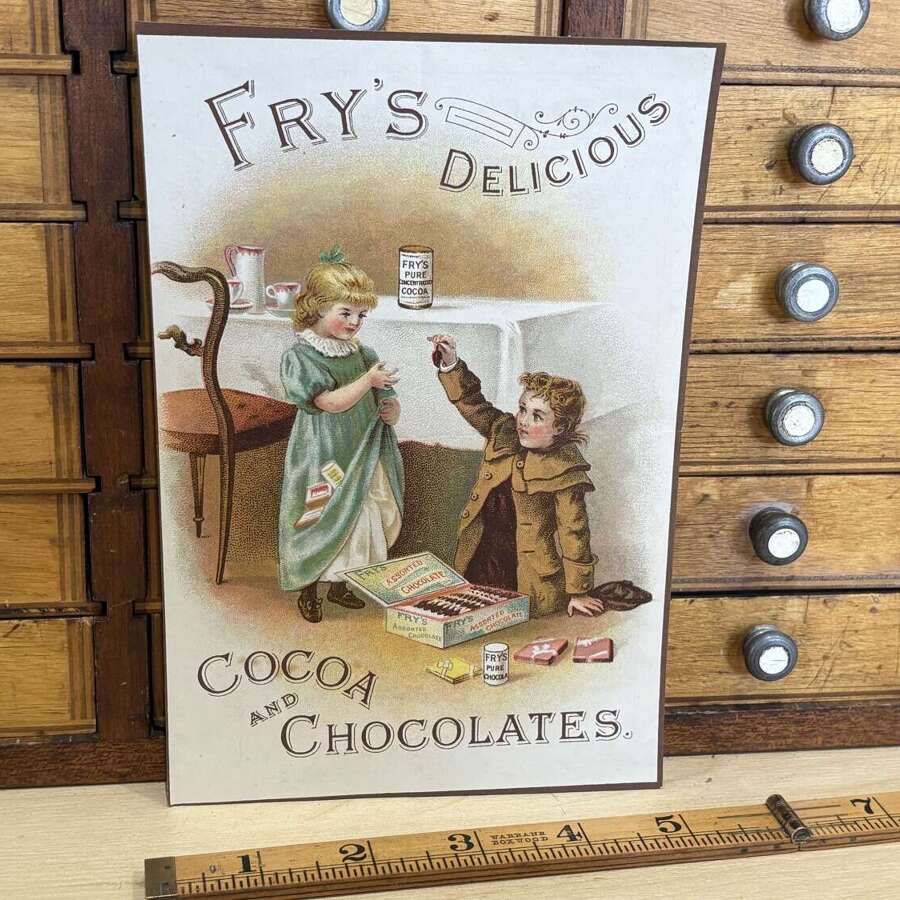 Fry's Chocolate Cocoa Children Playing Advertising Trade Card / Paper Ephemera c1900s