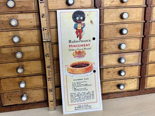 Large Robertson's Early Golly Mincemeat Recipe Advertising Trade Card / Paper c1930s