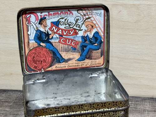 Medium Richmond Liverpool Navy Cut Sailor Image 4oz Tobacco Tin c1900s