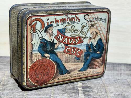 Medium Richmond Liverpool Navy Cut Sailor Image 4oz Tobacco Tin c1900s