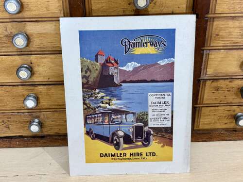 Daimler Hire Motor Car Bus Double Sided Advertising Trade Card Ephemera c1920s