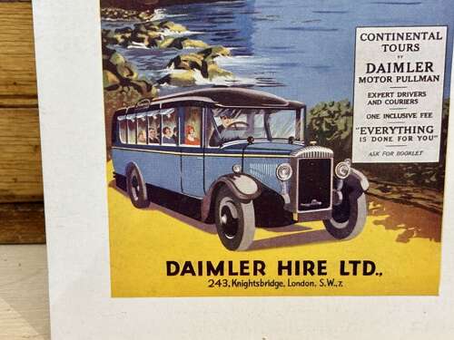 Daimler Hire Motor Car Bus Double Sided Advertising Trade Card Ephemera c1920s