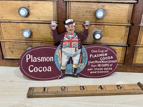 John Bull Plasmon Cocoa Fold Out Pop Up Advertising Trade Card c1900s