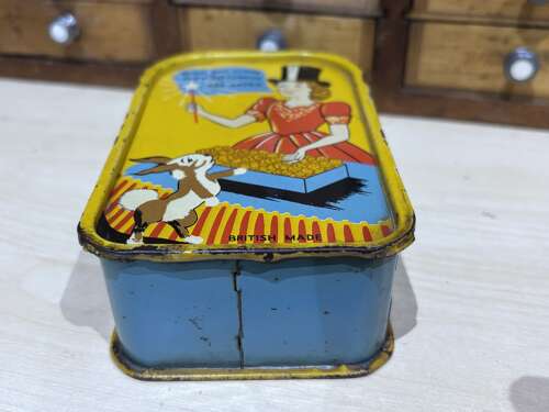 Codeg Magic Mechanical Money Bank / Box Tin Rabbit & Magician Tin c1950s