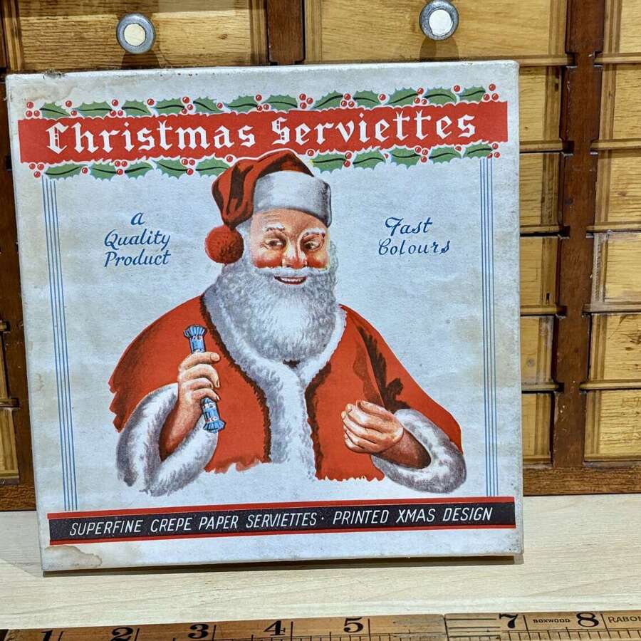 A Christmas Survivor Santa Claus CHristmas Serviettes in Original BOx c1930s