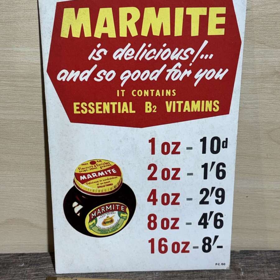 Marmite Shop Window Advertising Price Card c1950-60